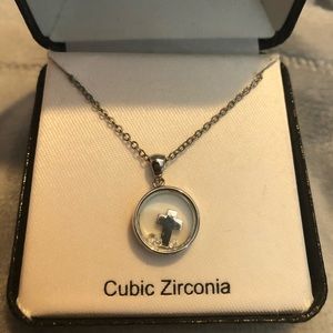 Silver Floating Cross with Cubic Zirconia necklace